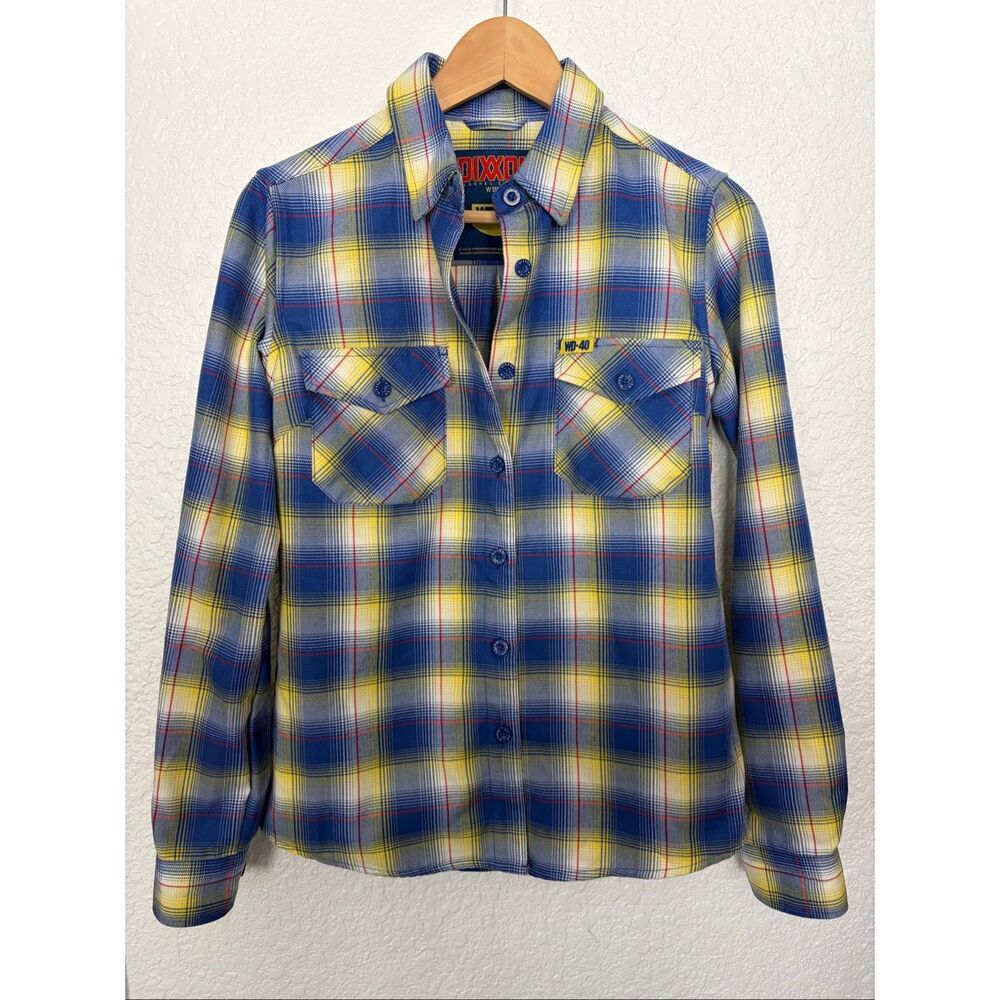 DIXXON WD-40 Women’s Flannel Shirt Blue, Yellow Size S - Picture 4 of 12